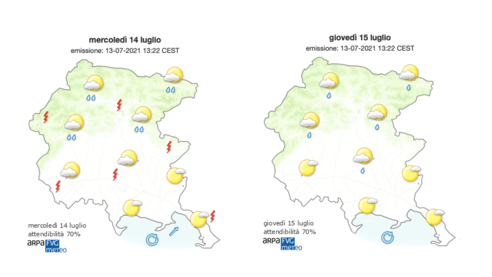 Cade ancora un po' di pioggia sul Goriziano, temperature in calo